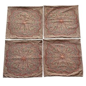 Set of 4 Pottery Barn Wool Cotton Paisley Patterned Tapestry Pillow Covers 26X26
